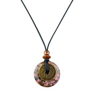 Rhodonite and Lucky Coin Necklace